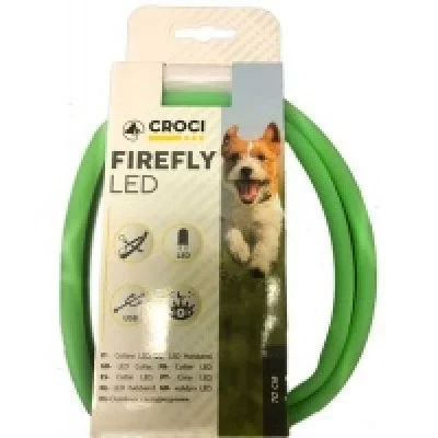 Нашийник світиться, LED, USB, силікон, зелений, 70см