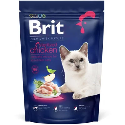 Brit Premium Cat Sterilized корм для дорослих котів з куркою