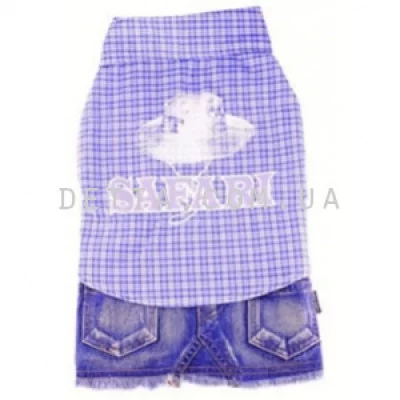 Doggy Dolly Спідниця джинс з сорочкою в клітинку blue
