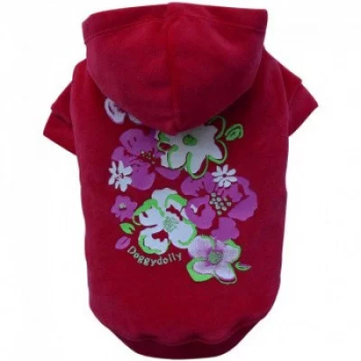 Doggy Dolly Flower red hoodie Толстовка для собак, червона