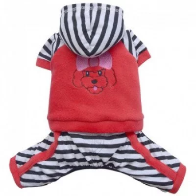 Doggy Dolly Poodle 4 legs red hoodie Комбінезон для собак, червоний