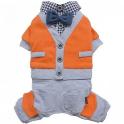 Doggy Dolly Orange cardigan 4 legs Костюм для собак, помаранчево-сірий