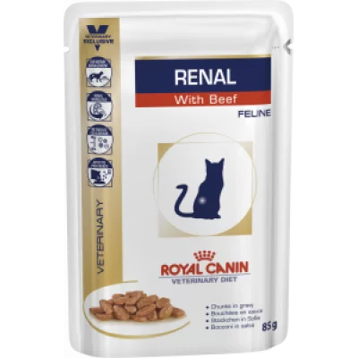 Royal Canin RENAL FELINE with Beef pouches Корм для котів захворювання нирок та сечовивідної систем